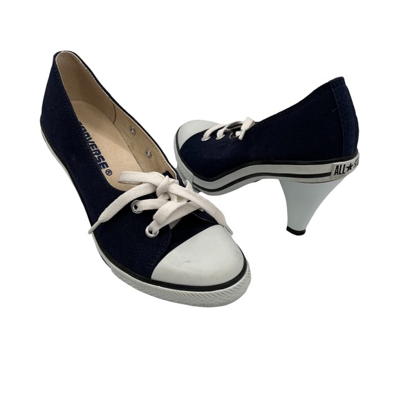 Converse | Shoes | Converse Womens Blue Canvas All Star High Heel Sneakers  Size 4 2 | Poshmark